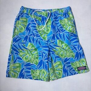 Vineyard Vines Summer Tropical Leaf Boys Swim Trunks Shorts Large 16
